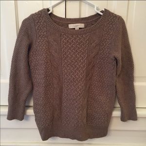 Loft Bundle 2 Women Knit Brown Tan Cream Sweaters